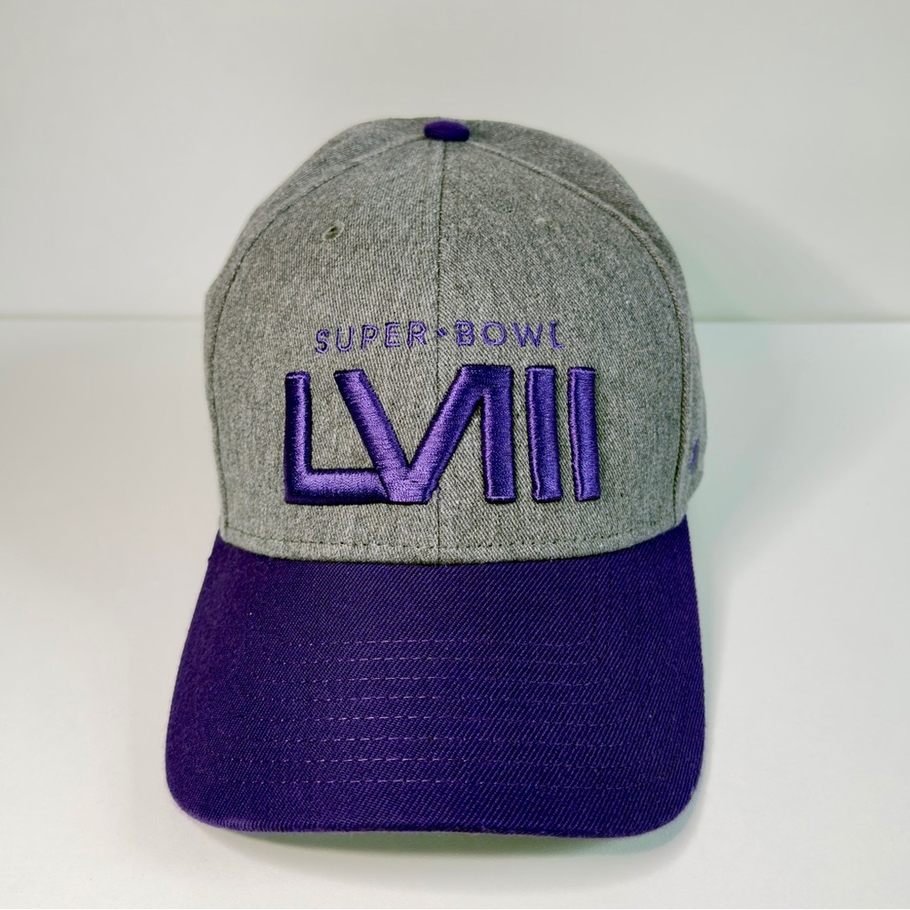 NWOT Super Bowl 58 Hat Cap NFL Purple Gray KC Chiefs SF 49ers Las Vegas Football